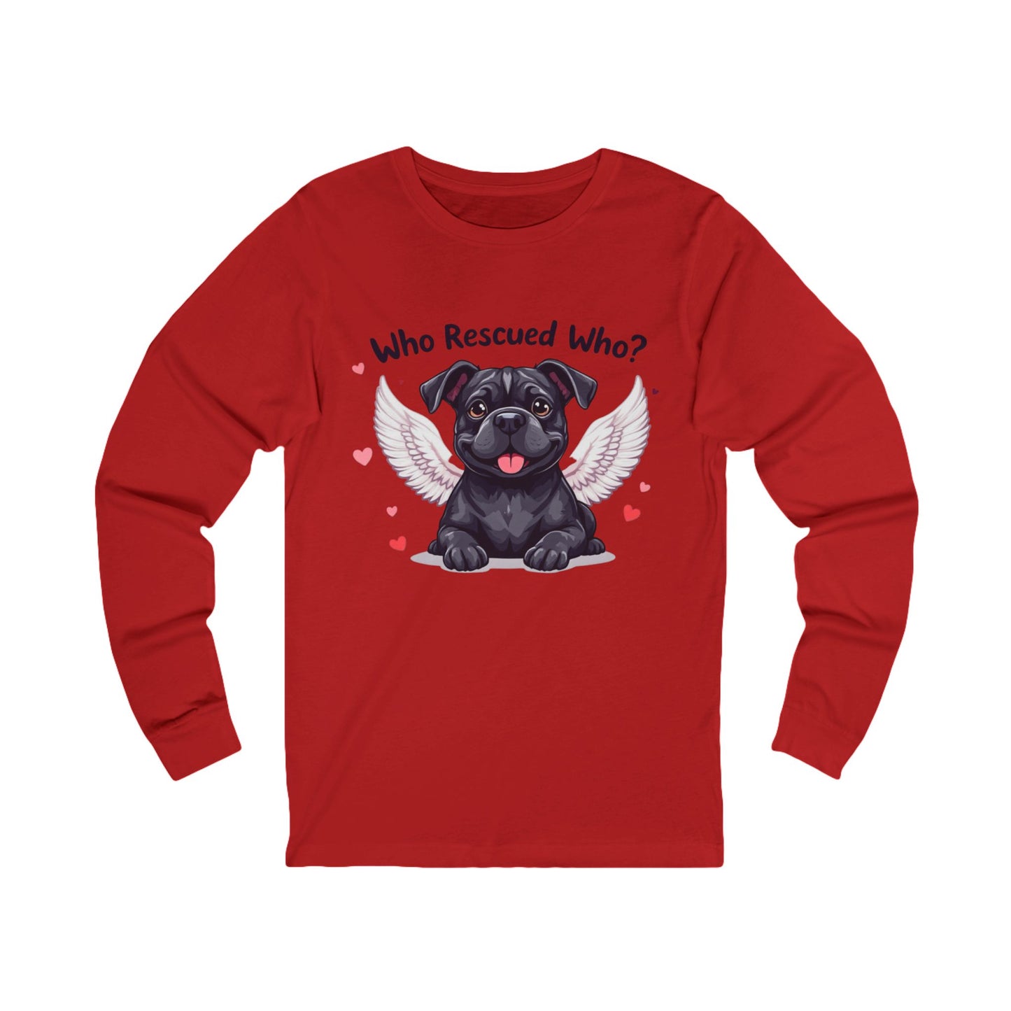 Angel Black Pit Bull Long Sleeve T-Shirt "Who rescued Who?"